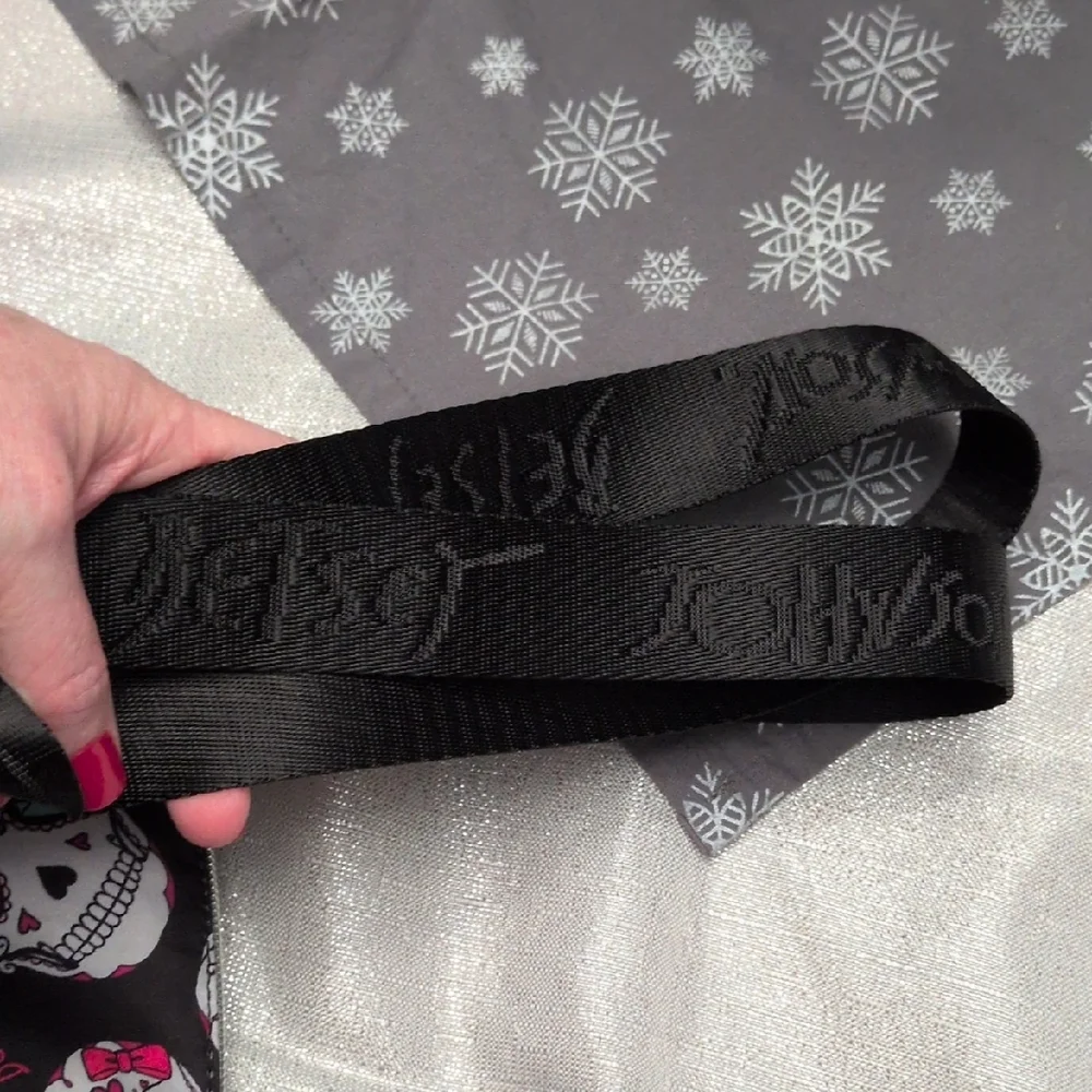 Betsey Johnson Black and Pink Sugar Skull Crossbody Bag